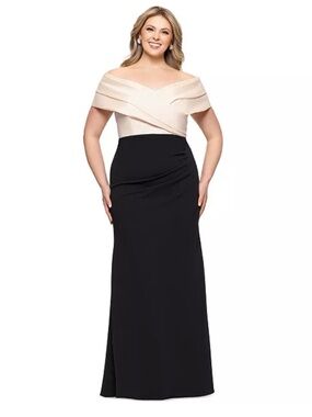 Betsy & Adam Black and Champagne Evening Gown Size 22W NWT Formal Dress